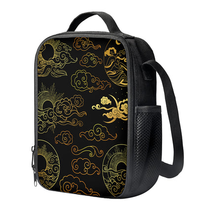 Gold Moon And Sun Print Crossbody Lunch Bag