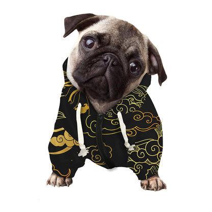 Gold Moon And Sun Print Dog Zip Up Hoodie