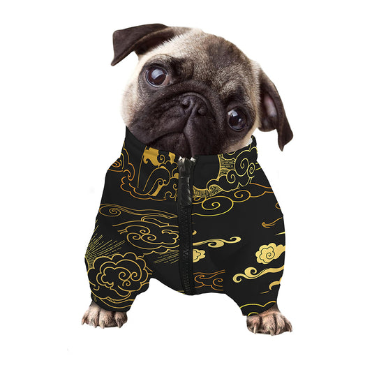 Gold Moon And Sun Print Dog Zip Up Jacket