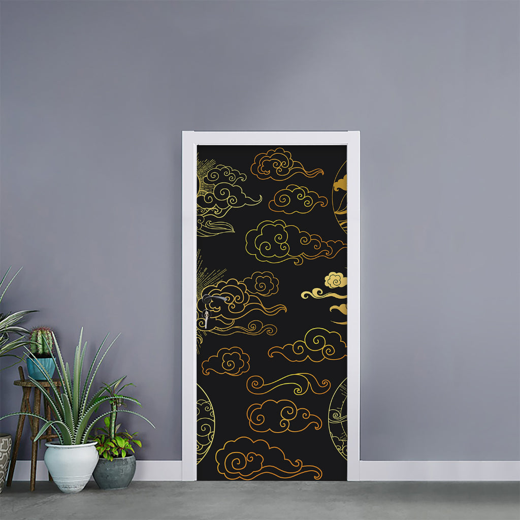 Gold Moon And Sun Print Door Sticker