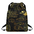 Gold Moon And Sun Print Drawstring Backpack