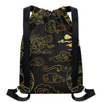 Gold Moon And Sun Print Drawstring Backpack