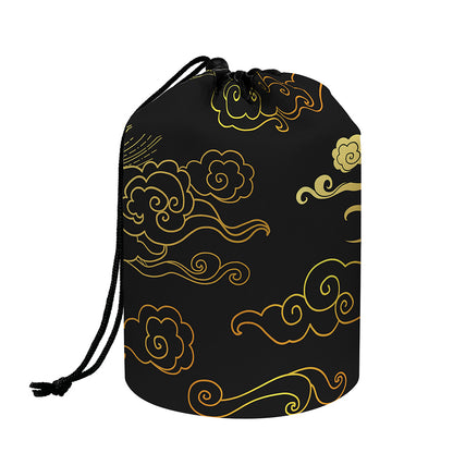 Gold Moon And Sun Print Drawstring Makeup Bag