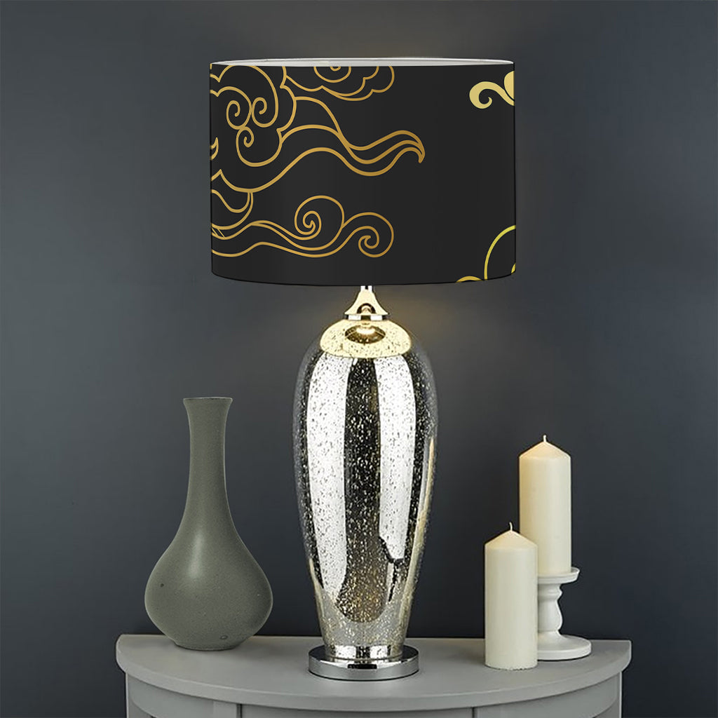 Gold Moon And Sun Print Drum Lamp Shade