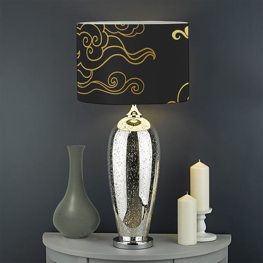 Gold Moon And Sun Print Drum Lamp Shade