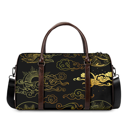 Gold Moon And Sun Print Duffle Bag