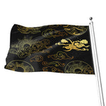 Gold Moon And Sun Print Flag