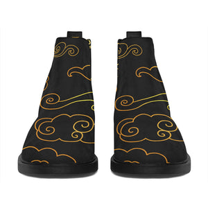 Gold Moon And Sun Print Flat Ankle Boots