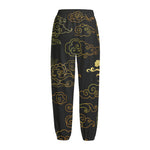 Gold Moon And Sun Print Fleece Lined Knit Pants