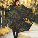 Gold Moon And Sun Print Foldable Umbrella