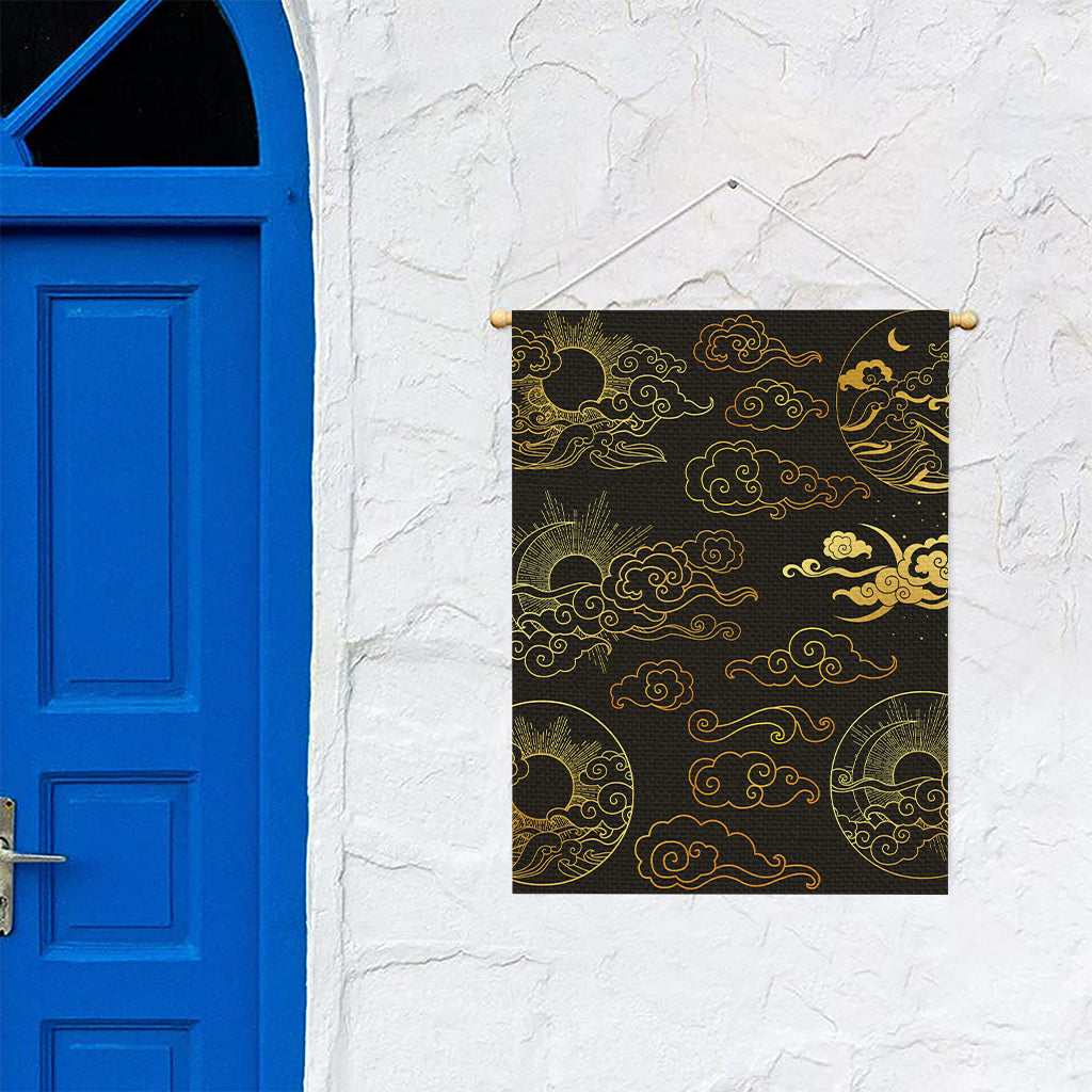 Gold Moon And Sun Print Garden Flag