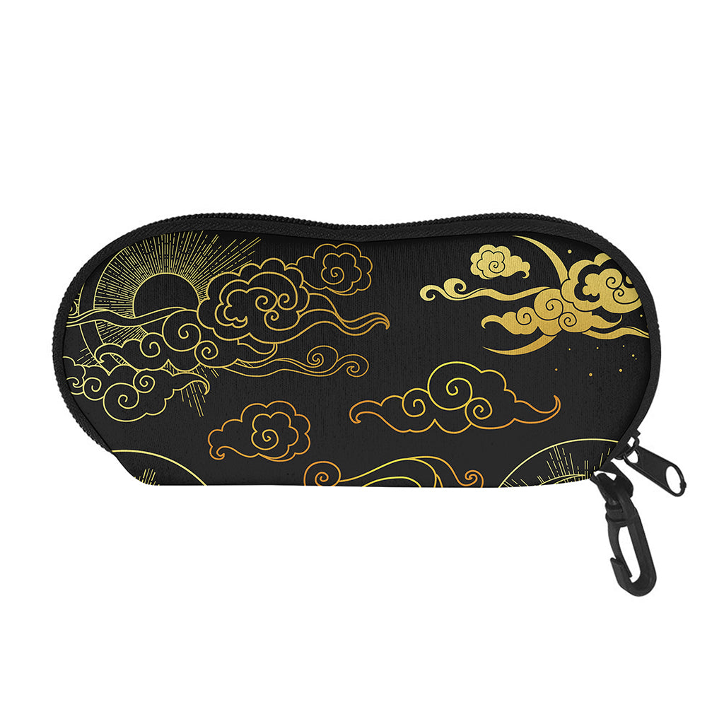 Gold Moon And Sun Print Glasses Case