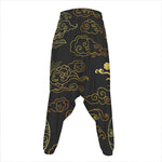 Gold Moon And Sun Print Hammer Pants