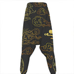 Gold Moon And Sun Print Hammer Pants