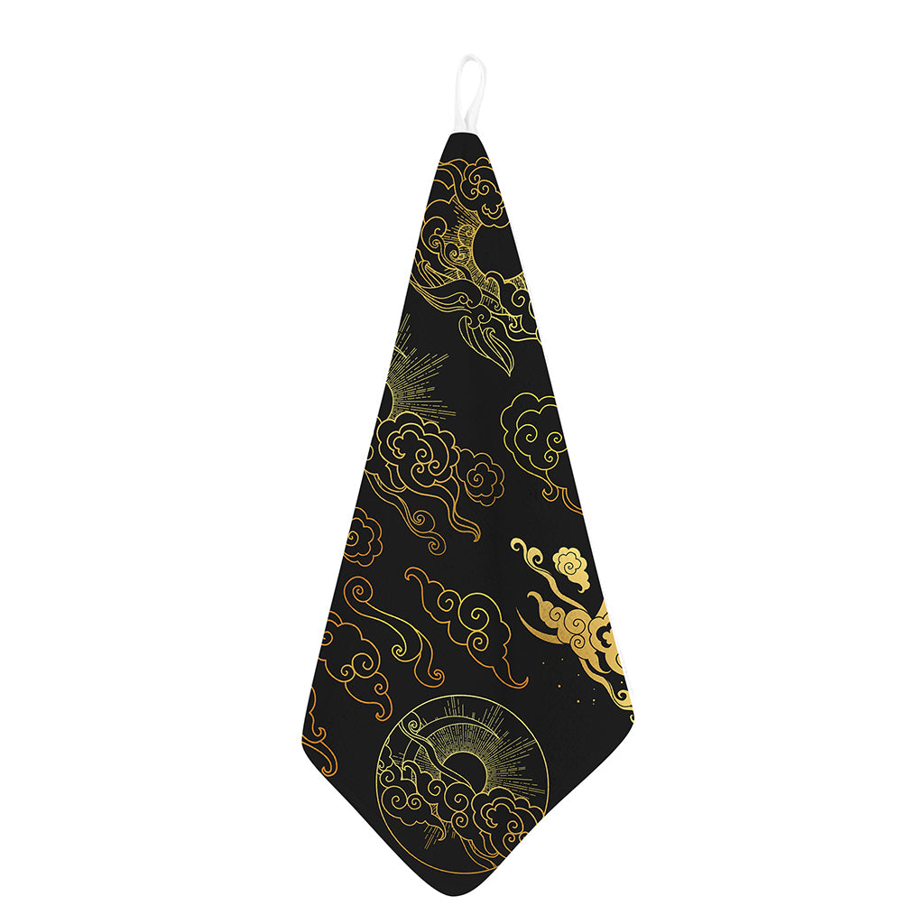 Gold Moon And Sun Print Hand Towel