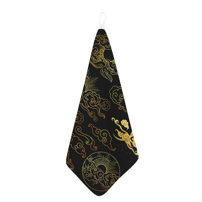 Gold Moon And Sun Print Hand Towel