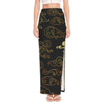 Gold Moon And Sun Print High Slit Maxi Skirt