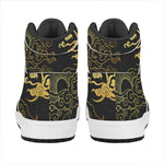 Gold Moon And Sun Print High Top Leather Sneakers
