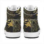 Gold Moon And Sun Print High Top Leather Sneakers