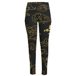 Gold Moon And Sun Print High-Waisted Pocket Leggings