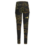 Gold Moon And Sun Print High-Waisted Pocket Leggings