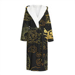 Gold Moon And Sun Print Hooded Bathrobe