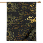 Gold Moon And Sun Print House Flag
