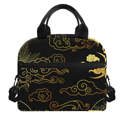 Gold Moon And Sun Print Insulated Lunch Bag