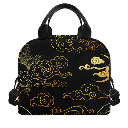 Gold Moon And Sun Print Insulated Lunch Bag
