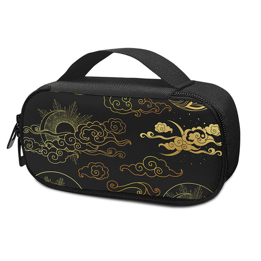 Gold Moon And Sun Print Insulin Cooler Travel Case