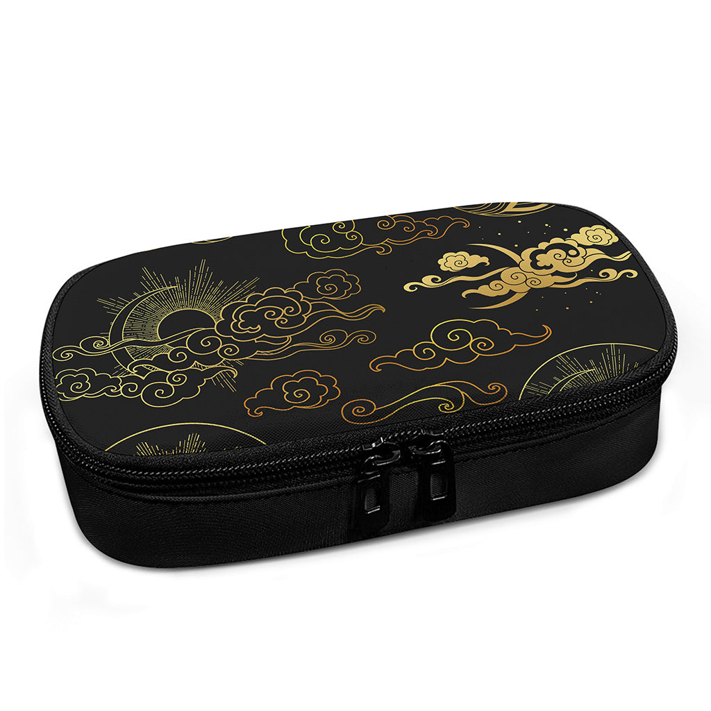 Gold Moon And Sun Print Insulin Cooler Travel Case