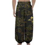 Gold Moon And Sun Print Lantern Pants
