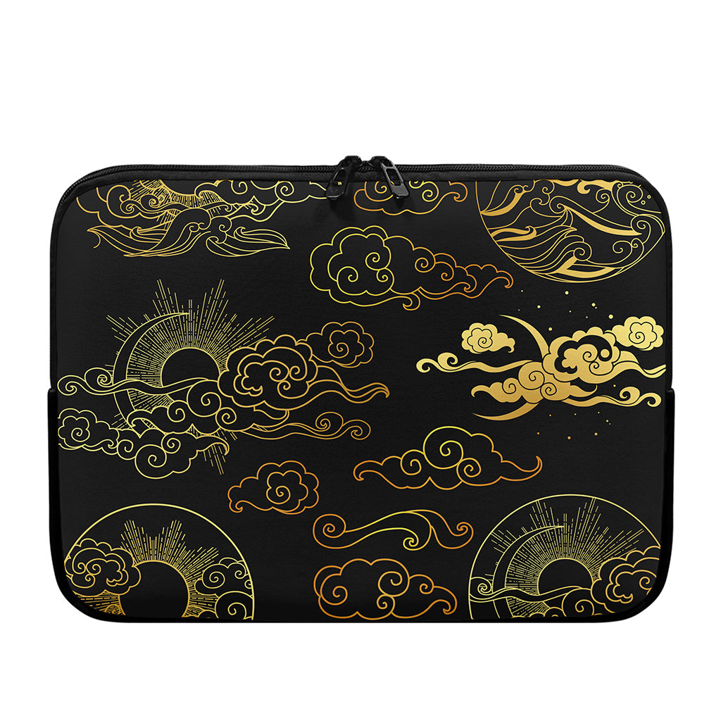 Gold Moon And Sun Print Laptop Sleeve