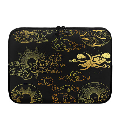 Gold Moon And Sun Print Laptop Sleeve