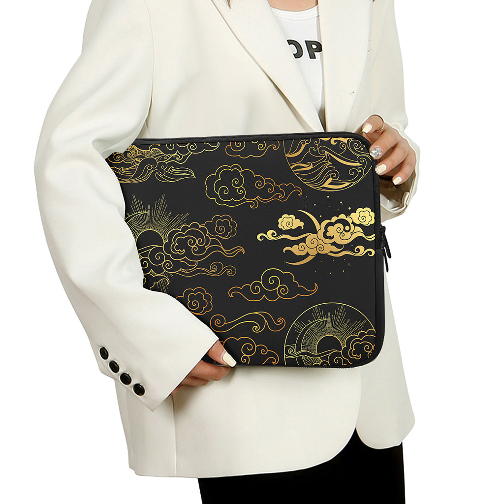 Gold Moon And Sun Print Laptop Sleeve