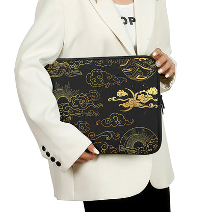 Gold Moon And Sun Print Laptop Sleeve