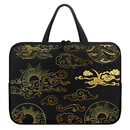 Gold Moon And Sun Print Laptop Sleeve With Handle