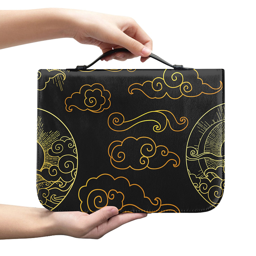 Gold Moon And Sun Print Leather Bible Cover