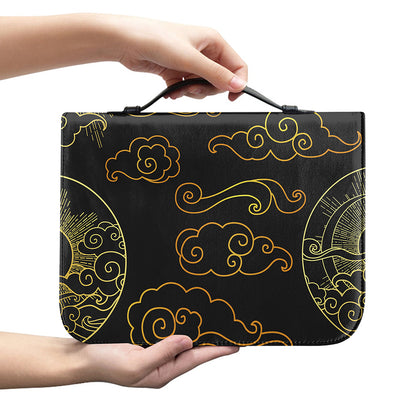 Gold Moon And Sun Print Leather Bible Cover