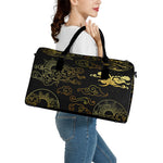 Gold Moon And Sun Print Leather Duffle Bag