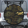 Gold Moon And Sun Print Leather Spare Tire Cover