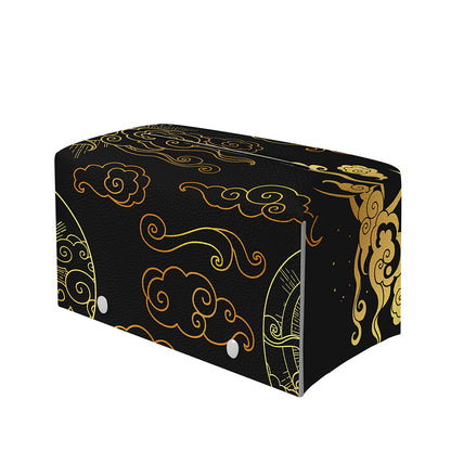Gold Moon And Sun Print Leather Tissue Box Cover