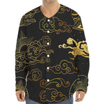 Gold Moon And Sun Print Long Sleeve Baseball Jersey