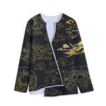 Gold Moon And Sun Print Long Sleeve Short Coat