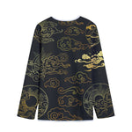 Gold Moon And Sun Print Long Sleeve Short Coat