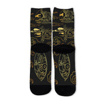 Gold Moon And Sun Print Long Socks