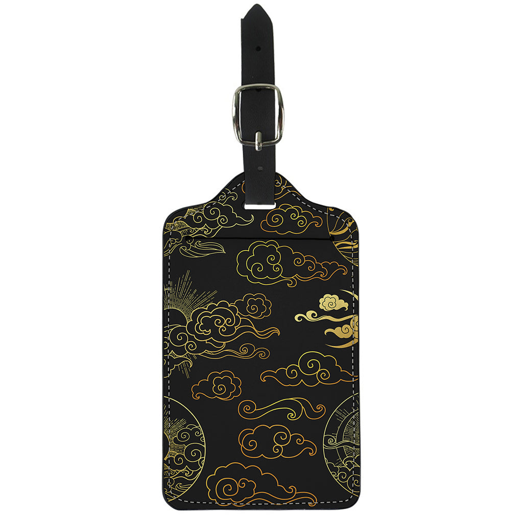 Gold Moon And Sun Print Luggage Tag