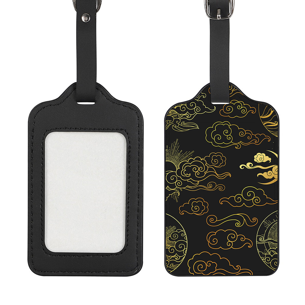 Gold Moon And Sun Print Luggage Tag