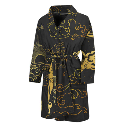 Gold Moon And Sun Print Men's Bathrobe