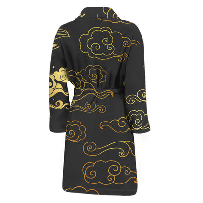 Gold Moon And Sun Print Men's Bathrobe
